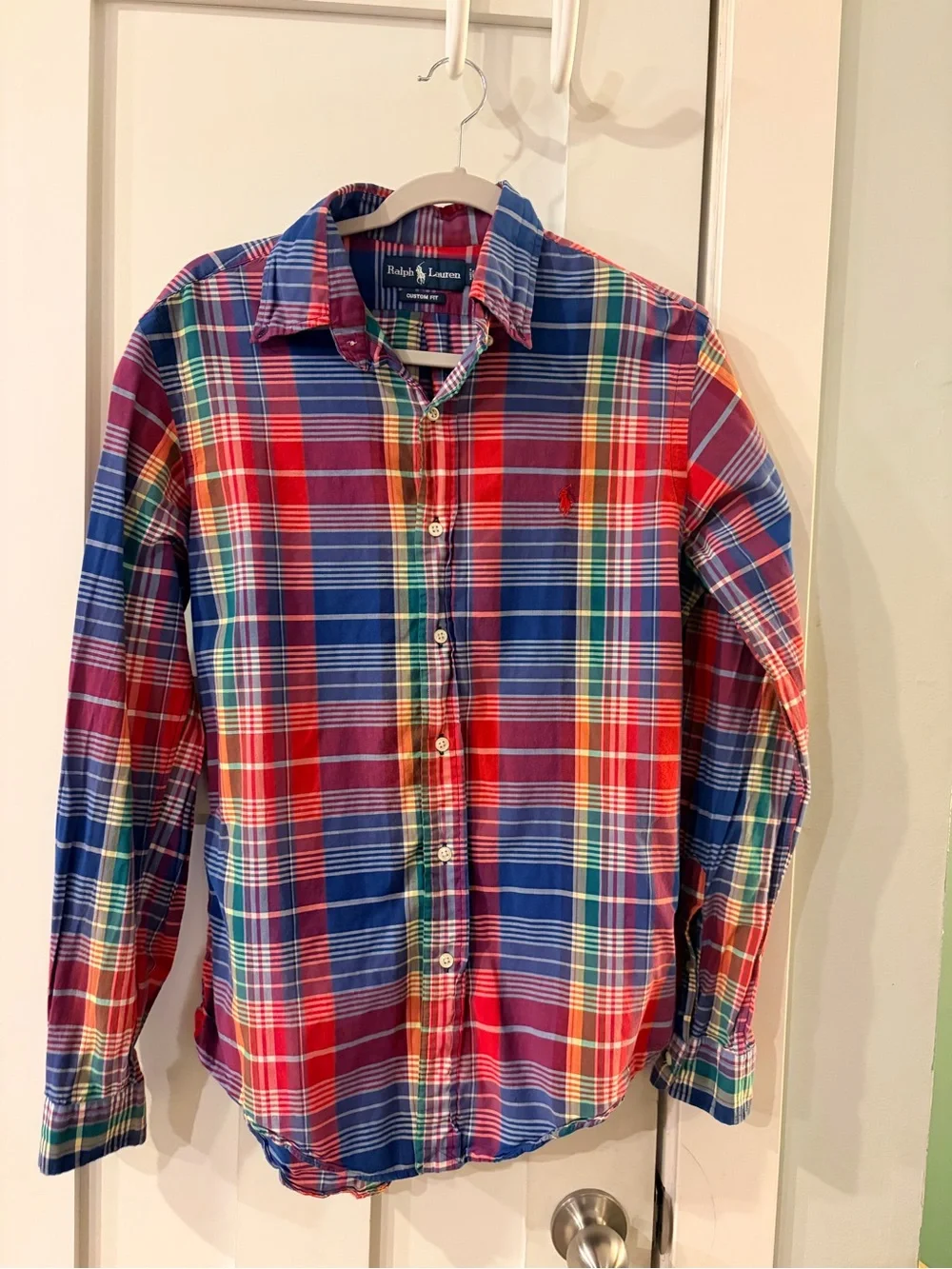 Ralph Lauren youth boys button up shirt plaid cotton m